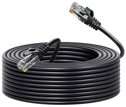 Cat6 Ethernet Cable 30M, 24AWG CAT 6 UTP Cable, LAN Cable with RJ45 Connector, High-Speed 10Gbps Internet Network Cable for Router/Printer/Laptop/Desktop/Modem/Switch/Smart-TV/TV Box and More-Black