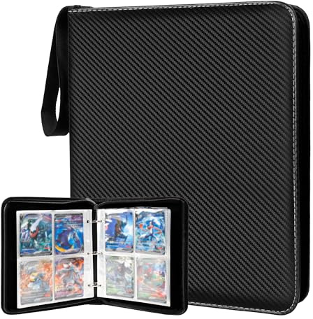 ​​TenFans Reinforced Exo-Tec 400 Side-Load Pocket Card Album Binder - 4-Pocket Zip for TCG Cards, Water-Resistant Archival Protection​