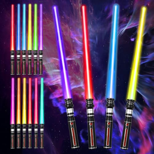 ADDLIVE 12 Colores Espada Laser, 4 Piezas Sable Laser Niños Adultos, 2 en 1 Telescópica y Plegable, con Sonido, Ideal para Fiesta, Regalo, Cosplay