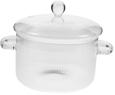 TOYZFRIENDY Borosilicate Glass Simmer Pot with Lid Dual Handles Heat Resistant Cooking Saucepan for Stove Small Portions Soups Stews Noodles Compact Kitchen Cookware