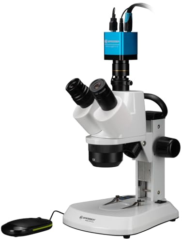 BRESSER Estéreo Microscopio Trinocular Analyth STR 10x-40x con Cámara MikroCam Mini Full HD HDMI
