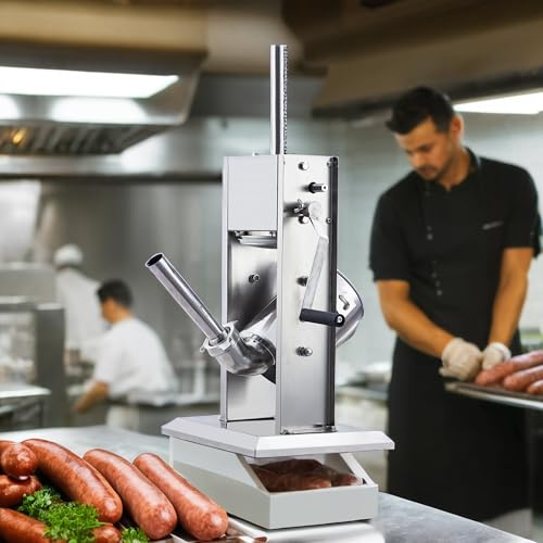 Wurstfüller, 3L Manuell Wurstfüllmaschine mit 5 Füllrohren, Wurstmaschine aus Edelstahl, Professionelle Wurstpresse für Hausgemachte, Wurstfüllrohre Für Gewerblichen & Privaten