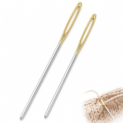 2 Pieces Large Eye Blunt Needles Wool Thick Hand Knitter for Yarn Sewing Darning