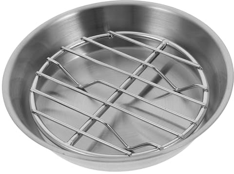 VICASKY Runde Edelstahl Backblech mit Abtropfrost Rost Korrosionsbeständig Vielseitig zum Backen Grillen Ablassen von Öl Leicht zu Reinigen Robust für Heißluftfritteuse und Backofen