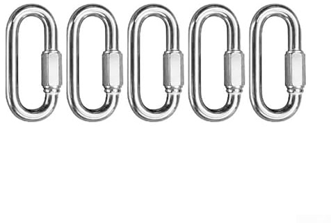 Besttoolifes 304 Travel Steel Quick Link Gear Connector D-shape Rigging Clip for Climbing for Camping Repair Dog Leash Stainless Chain Fishing and Outdoor Karabiner 5 (M4)