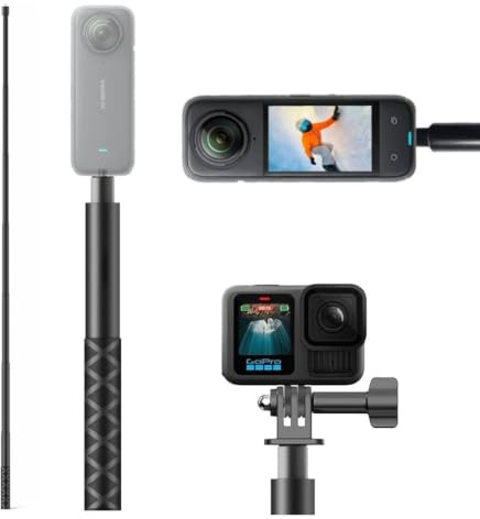 YuLiMirich Bastone per selfie, 120 cm, monopiede con adattatore, manico estensibile, compatibile con DJI Osmo Action 4/5, Pocket 3, Insta360 X5/X4/X3