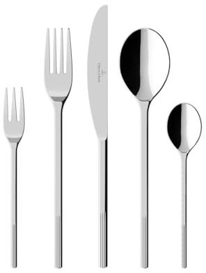 Villeroy & Boch – Afina set de cubiertos, 30 piezas, dimensiones: aprox. 44 x 29 x 6,5 cm, apta para lavavajillas, cubiertos de acero inoxidable pulido de alto brillo