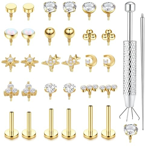 MILACOLATO Labret Piercing Jewellery Surgical Steel Flat Back Earrings
