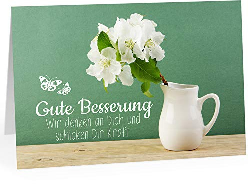 Große Grußkarte XXL (A4) Gute Besserung - Wir denken an DICH | mit Umschlag - Edle Design Klappkarte - Krank Gesundheit im Krankenhaus - Extra Groß Edle Maxi Genesungskarte