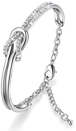 NINAMAID Damen-Armband mit Klare Swarovski Kristalle Element Vergoldet Armbander for Damen 7 Inches Armband