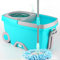 Mop e benne Spin Mop Secchio rotante in acciaio inox con secchio doppio azionamento a pressione manuale Strumenti per la pulizia del pavimento per la casa Set blu