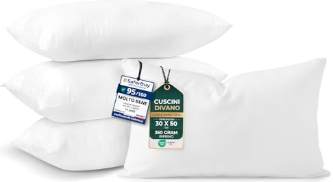 Utopia Bedding Set di 4 Cuscini, 30 x 50 cm Imbottitura per Cuscini, Cuscini Divano, Cuscino Interno (Bianco)