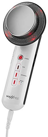 MAXXMEE Appareil de massage anti-cellulite | avec technologie EMS, infrarouge et sonique | Relaxation et raffermissement grâce aux différentes fonctions de massage | Avec 4 électrodes [blanc/gris]