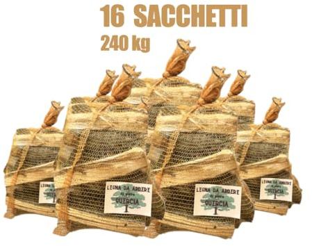 LEGNA DA ARDERE DI VERA QUERCIA E CARPINO - APPENNINO TOSCANO - DISPONIBILE IN SACCHI DA 15KG - ADATTA A FORNI A LEGNA, TERMOCAMINO, BARBECUE E STUFE. (300 KG)