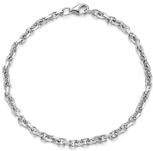 Herren Armband 925 Silber Ankerkette massiv 18-24cm 2,9mm SA-140 | Silberarmband aus 925 Sterling Silber rhodiniert und diamantiert in 18-24cm Made in Germany von MATERIA by Matthias Wagner