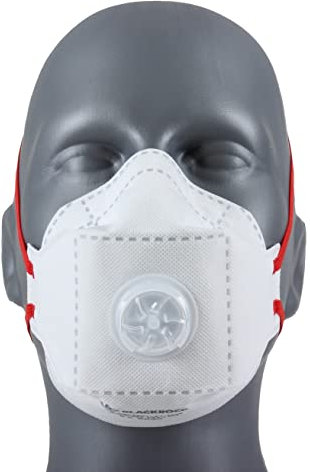 FFP3 Face Mask Pk 1 - Disposable Fold Flat Respirator EN149 CE Certified – Advanced 3 Layer Filtering of Particles, Vapours and Fumes - Exhalation Valve, Elasticated Ear Loops and Pliable Nose Bridge