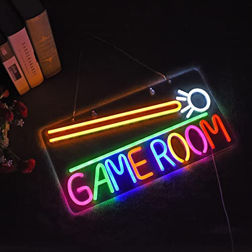 Roouneon Sala giochi Biliardo Insegne al neon LED dimmerabile Game Zone Room Beer Bar Man Cave Camera da letto Home Art Gaming Neon Light Sign Neon Lights Wall Artwork Sign