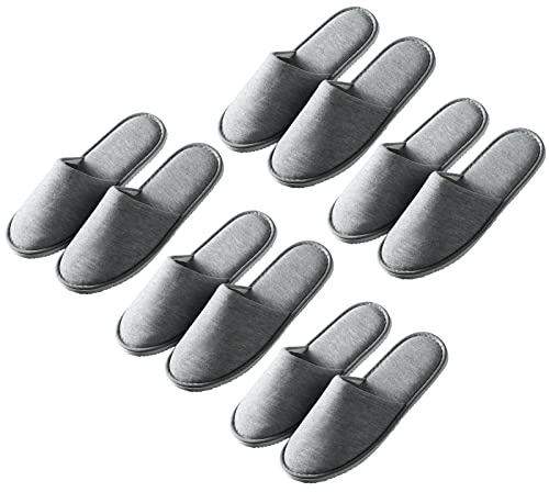 Sobotoo 5 Pairs Disposable Slippers White Non-Slip Closed Toe Slippers Shoes Comfortable Waffle Adult Slippers for Spa Guest Travel Hotel Nail Salon
