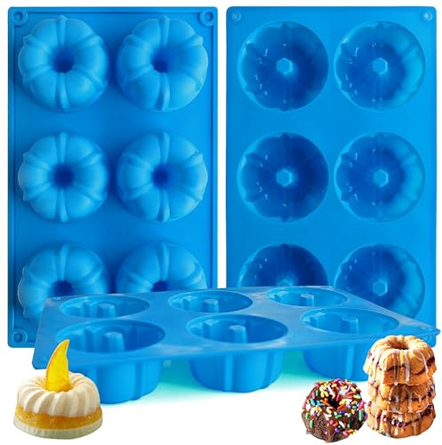 Sidosir Mini Flan Fluted Tube Cake Pan Mold, 6 Cavity Heritage Fluted Tube Cake Silicone Mold for Family Baking,Non Stick Fancy Design Molds for Fluted Tube Cake, Mousse Cups, Jelly
