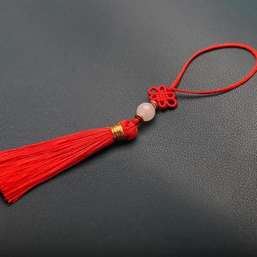 SYSUII 10 pièces Mini Quasas, Porte-clés en Quasas soyeuses faites à la main avec perles, marque-page en Quasas, petit nœud chinois pour la fabrication de bijoux, boucles d'oreilles, porte-clés
