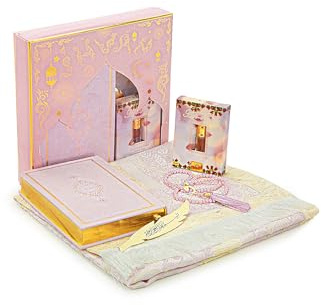 Ihvan Online Coffret cadeau de prière pour homme et femme tapis de prière musulmane perles taasbih coran arabe coffret islamique pour Ramadan et Aïd