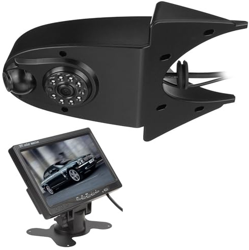 Dolphin Automotive Universal Dual Van Reversing Camera/Twin Parking Camera Roof Mounted Birdseye Rear View (Camera With 7 Dash Monitor)