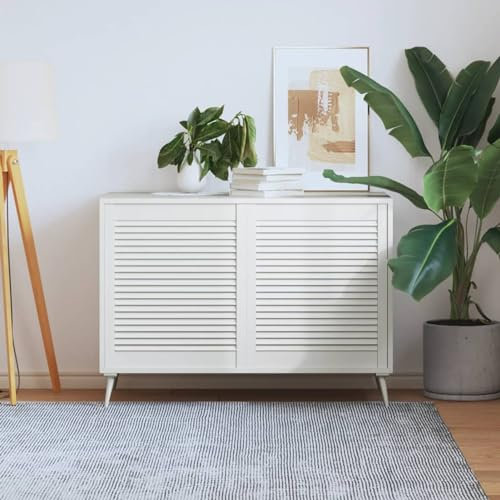 Rantry Ante per Mobile con Design a doghe 2 pz. Bianco 69x59,4 cm Legno massello