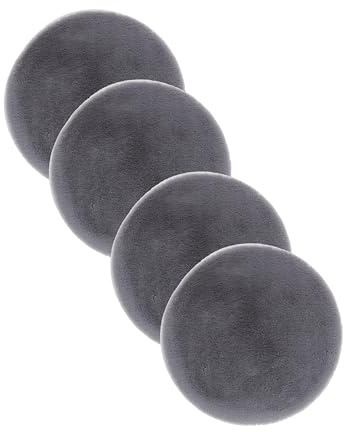 Astra Hochwertiger Kunstfell Teppich flauschig - Teppich Wohnzimmer - Hochflorteppich Lammfell Schaffell Accessoire - Dekofell 4er Set grau Rund Ø 35 cm