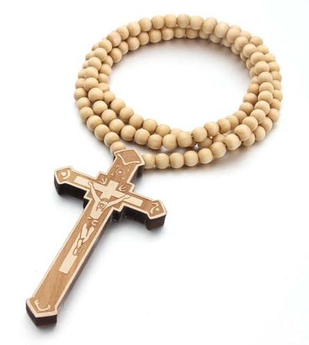 Hölzer Halsschmuck Perlenkreuzkette Katholisch Kruzifix Rosenkranz Cross Halshalskette Für Unisex