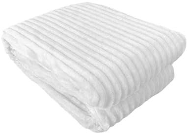 Kuscheldecke in Cord-Optik » Wohndecke 200x150cm » Tagesdecke mit Antipilling-Effekt » warme Couchdecke Farbe Weiß