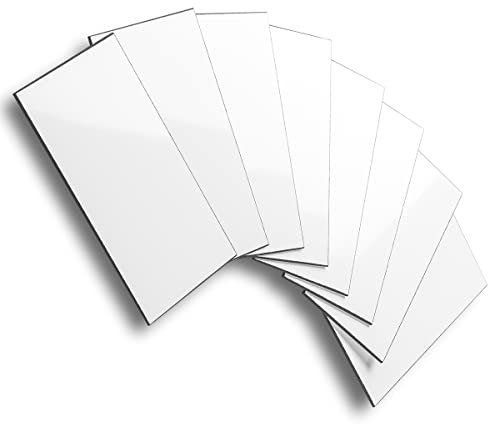 AULIGET Piastrelle autoadesive da parete da 3 mm, 7,5 x 15 cm, in PVC, faxu, piastrelle adesive per cucina e bagno (4, effetto piastrelle bianche lucide)