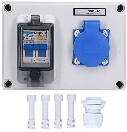 Caja de Toma de Corriente Eléctrica para Montaje en Pared, Material ABS, 40A 1PN RCD, para Uso Interior y Exterior