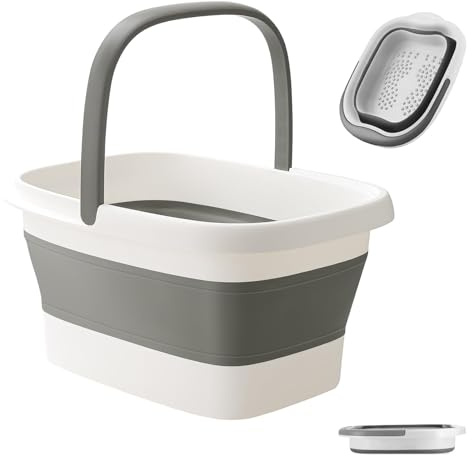 AXLOFO® Zusammenklappbare Fußbadewanne zum Einweichen der Füße, Fußbadewanne, Kunststoff-Fußeimer mit Griffen und Massage-Akupunkt für Schmerzlinderung, Pediküre, Home Spa Behandlung (white, no)