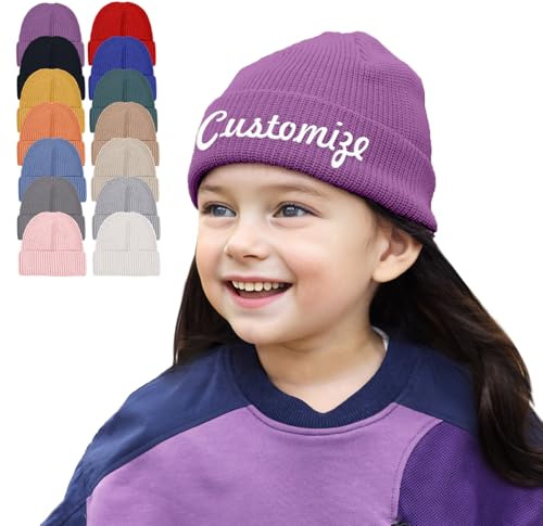 GELLEDI Personalisierte bestickte Beanie-Mütze – individuelle Skimütze mit Bündchen und Namen oder Spruch – Unisex-Winter-Accessoire.