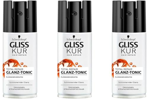 3x Gliss Kur Total Repair Glanz Tonic mit Keratin für Brillianten Glanz und Geschmeidiges Haar, 100ml (3er Pack)