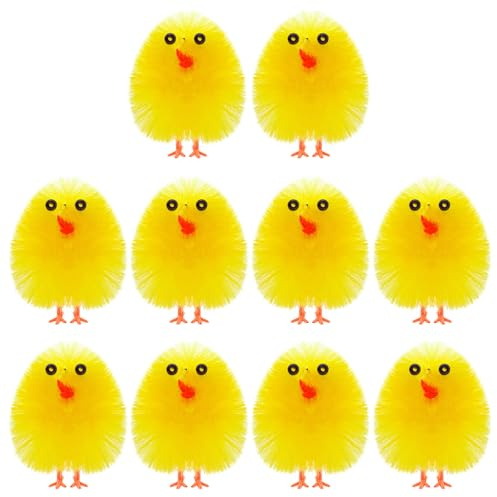 PLULON 10 Pièces Poussins de Pâques Jaunes, Poussins en Peluche Chenille pour Décoration d'Œufs, Chasse aux Œufs et Cadeaux de Fête de Pâques