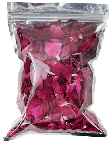PNPGDYK 100g Pétales de Rose Séchées Naturelles Véritables Fleurs Rouges Séchées pour Le Bain des Pieds, Le Bain, Le Spa, Le Mariage, Les Confettis pour La Maison, Les Loisirs Créatifs