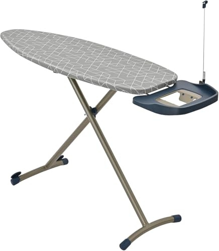 Ironing Board with Steam Generator Iron Tray | Retractable Iron Rest & Cable Holder | Extra Thick Padded Reversible Cover | Glider Wheels | 159cm x 42cm