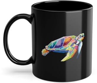 Taza de café Polígono Tortuga Terrestre Criador de Tortugas | Taza de café | Tortuga Gigante Tortuga Tortuga Negro (03875C)