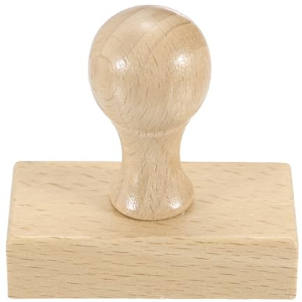 PATIKIL Timbro in legno rotondo 60x30mm con manico, 1 pezzo di supporti per timbri in legno faggio per creare fai da te scrapbooking carta diario, colore legno