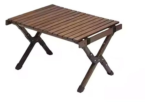 esmen Tragbarer Campingtisch, Holzgartentisch, Camping -Eierrollentisch im Freien, massives Holz tragbarer Picknicktisch