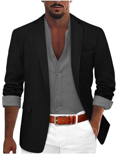 Genérico Blazers Hombre Talla Grande, Americanas Hombre Casual con Solapa Un Solo Botón Sencilla Informal a La Moda Blazer Abrigo Deportivo Transpirable con Bolsillo Y Botón