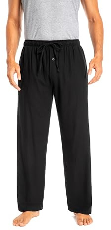 JTPW Män 100 % bomull flanell bekväm pyjamas/loungebotten med fickor, svart, L