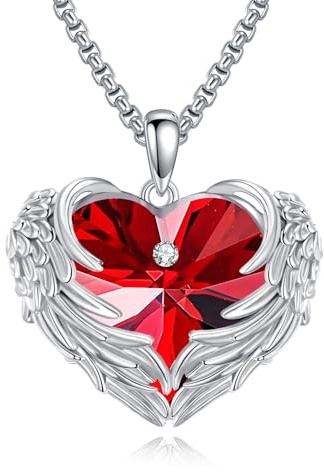 AINFQY Engelsflügel Kette für Damen 925 Sterling Silber Mondstein Schutz Engelsflügel Halskette Mondstein Anhänger Schmuck Geschenke