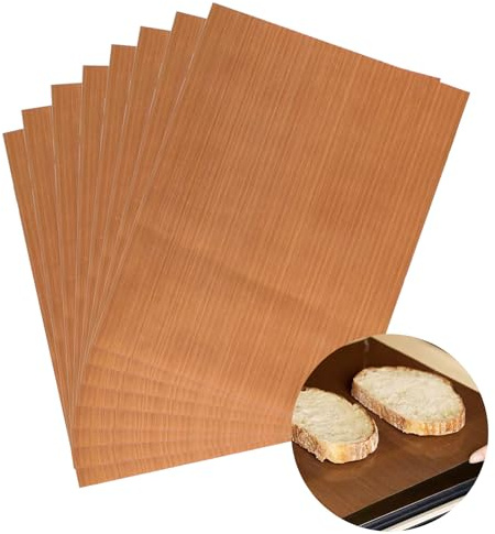 8PCS Reusable Baking Sheet, 12x16 inch Teflon Non Stick Washable Parchment Paper Oven Liners, High Temperature Heat Resistant Baking Paper for BBQ Cooking Bread Biscuits Meat Heat Transfer
