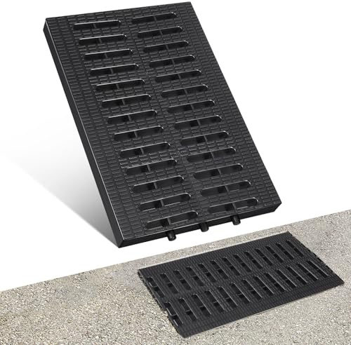 Kisangel Plastic Drain Covers, 31x20x2.2cm Rectangular Drain Grate, Drainage Grille Gully Grating Guard Spare for Yard Patio Outdoor Use