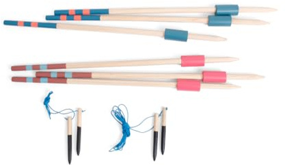 Javelin Throw - Utomhusspel med 6 spjut i trä (60 cm) + start- och ankomstmarkörer - aktivt spel för barn och familjer - utvecklar global motorik och muskelstyrka