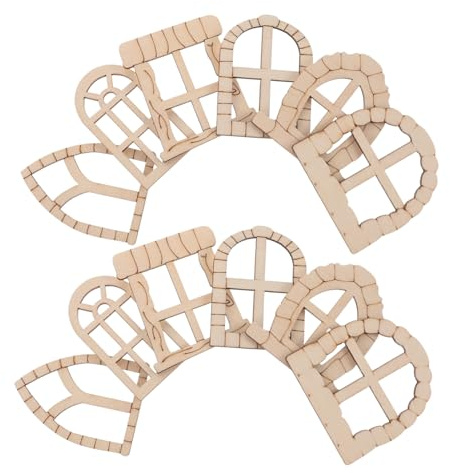 DEARMAMY Finestre e Porte Effetti Decorativi Unici Set 25 Pezzi in Legno Non Finite per Progetti Creativi per Giardini e Artigianato Fai da Te