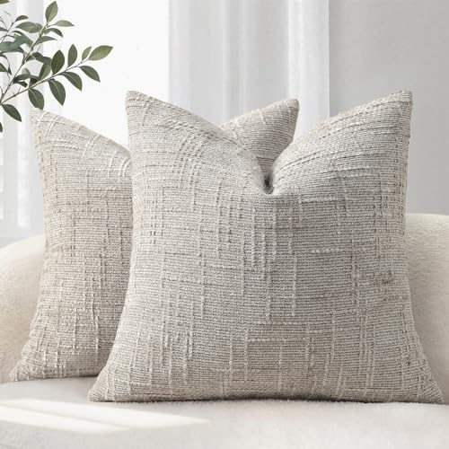 YCOLL Kuddfodral 50 x 50 set med 2 soffkuddar mjukt plyschtyg ljusgrå kuddfodral dekorativa kuddar soffa och vardagsrum dekorativa kuddfodral för heminredning mysig
