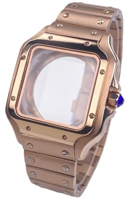 1 st 38 mm svart fyrkantigt klockfodral i rostfritt stål, klocktillbehör, Santos-delar till NH35 NH36-urverk, kompatibelt med 20 armband(Sliver)